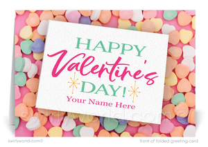 Cute conversation hearts business happy Valentine's Day cards for customers and clients.