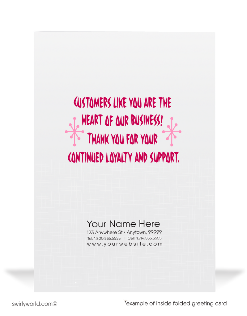 "Heart Of Our Business" Retro Mid-Century Mod Happy Valentine's Day Greeting Cards