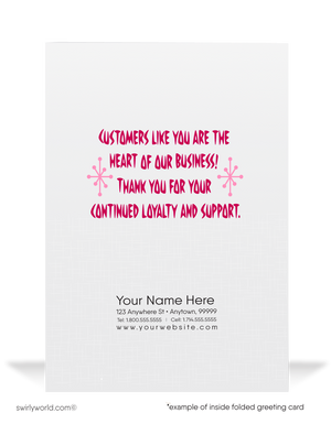 Mid-Century Retro Pink Hearts Valentine’s Card - Customizable Mod Design