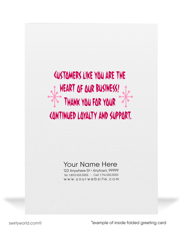 Heart Of Our Business Retro Modern Happy Valentine's Day Cards
