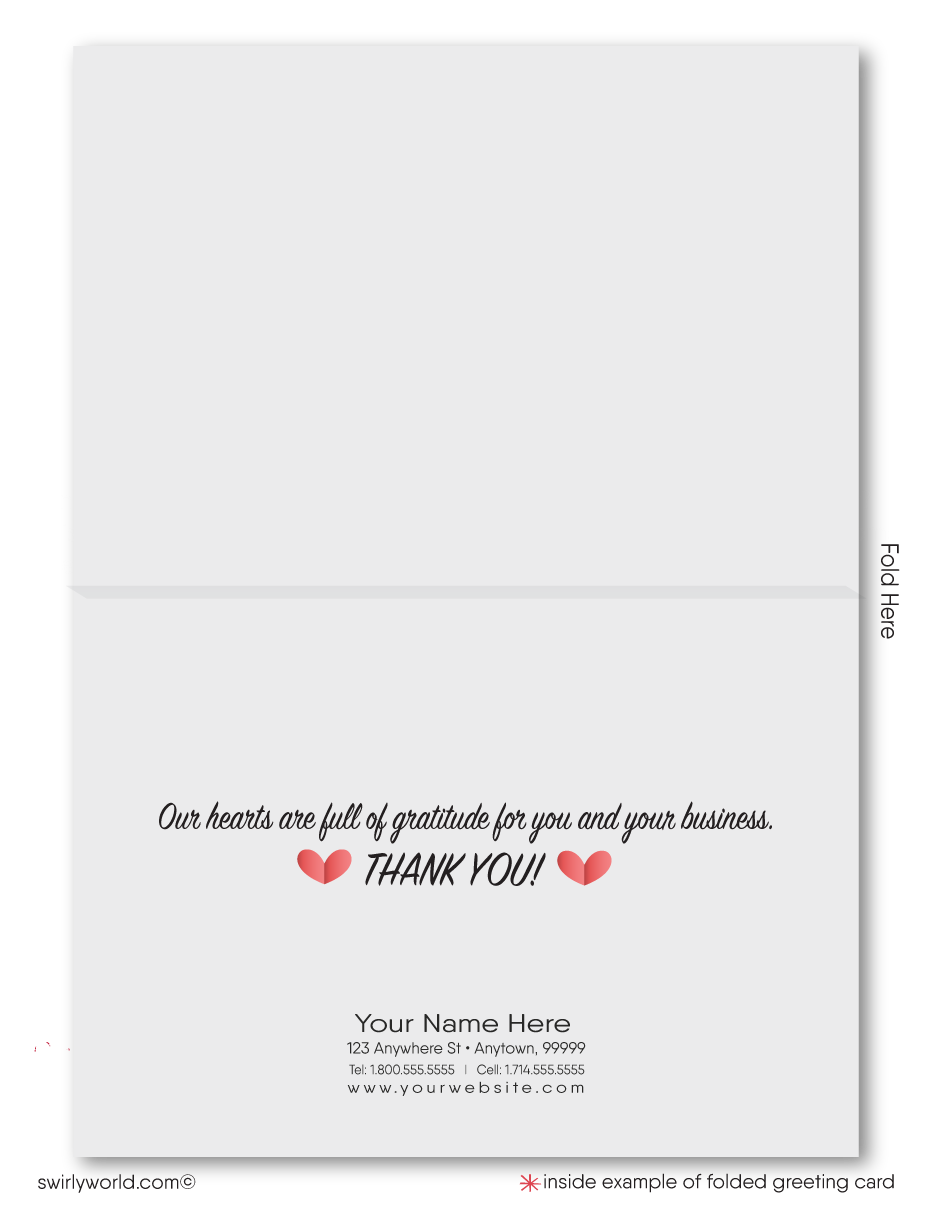 This Valentine's Day, elevate your expression of gratitude and appreciation with our elegantly designed greeting cards, crafted especially for business professionals. Our card features a vintage style Victorian inspired heart with retro typography saying "Happy Valentine's Day" inscribed on front.