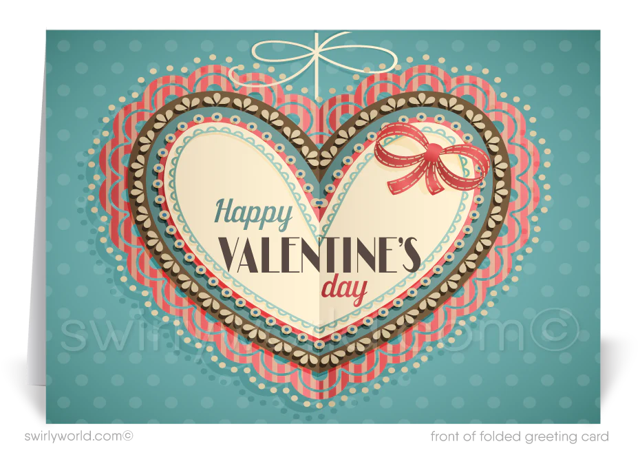 Vintage retro rustic professional business digital happy Valentine's day greeting cards for clients.