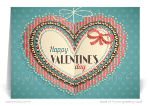 Vintage retro rustic professional business digital happy Valentine's day greeting cards for clients.
