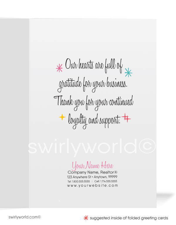 Retro modern cute hearts vintage business happy Valentine's Day cards for customers.