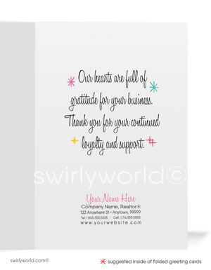 Digital Whimsical Hearts Retro Business Valentine's Day Cards for Clients