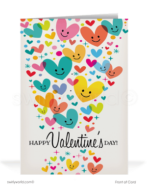 Retro modern cute hearts vintage business happy Valentine's Day cards for customers.
