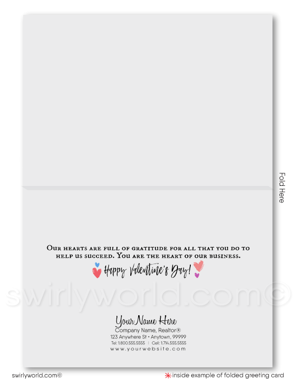 Watercolor Hearts Professional Business Valentine's Day Greeting Cards for Customers