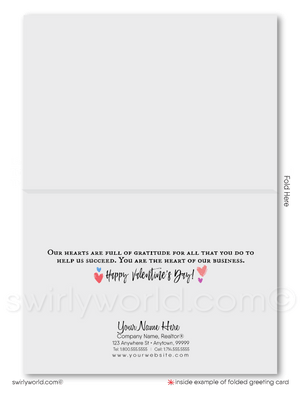 Watercolor Hearts Professional Business Valentine's Day Greeting Cards for Customers