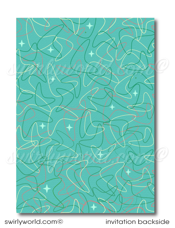 Retro rockabilly 1950s "Nifty Fifties" vintage classic car show birthday party; digital invitation, thank you, & envelope design.