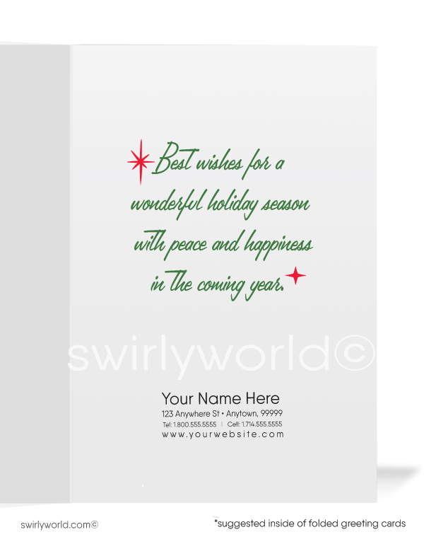1950s Retro Mid-Century Modern Vintage "From the 4 of us" Christmas Holiday Cards