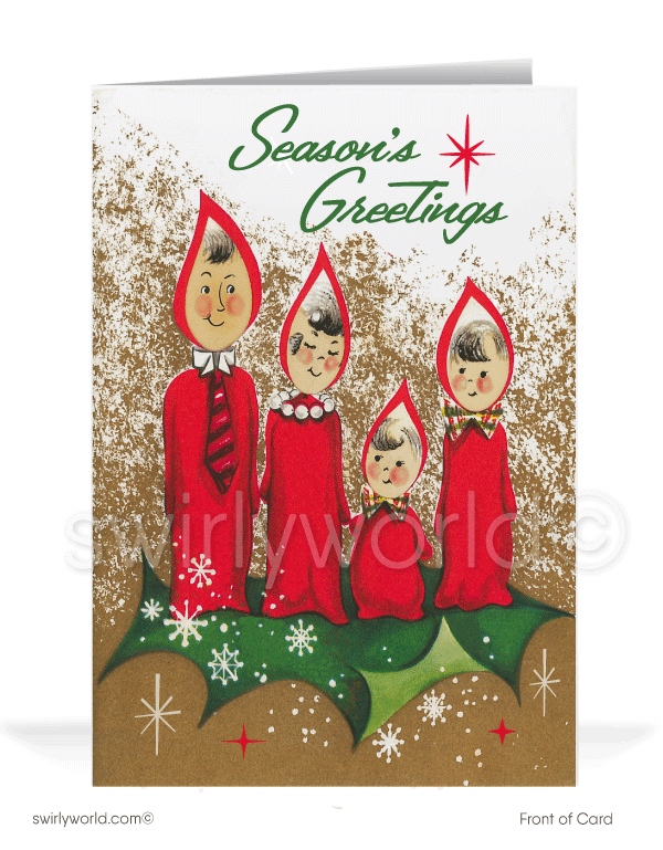 1950s Mid-Century Modern Fifties Retro Vintage Family Christmas Cards.