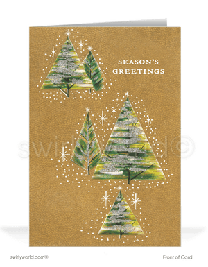 retro atomic mid-century modern christmas cards. Starbursts and sputniks on Christmas.