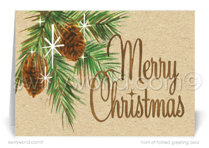 1950s Mid-Century Style Rustic Vintage Starbursts Merry Christmas Holiday Cards.