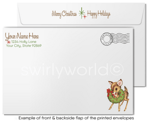 Vintage 1950s Christmas Card - Rustic Pinecones, Starbursts & Evergreen Tree Design, Customizable Holiday Greeting