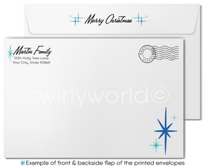 Vintage Guadalupe Virgin Mary Christmas Card – Mid-Century Modern 1960s Aqua & Green Religious Design