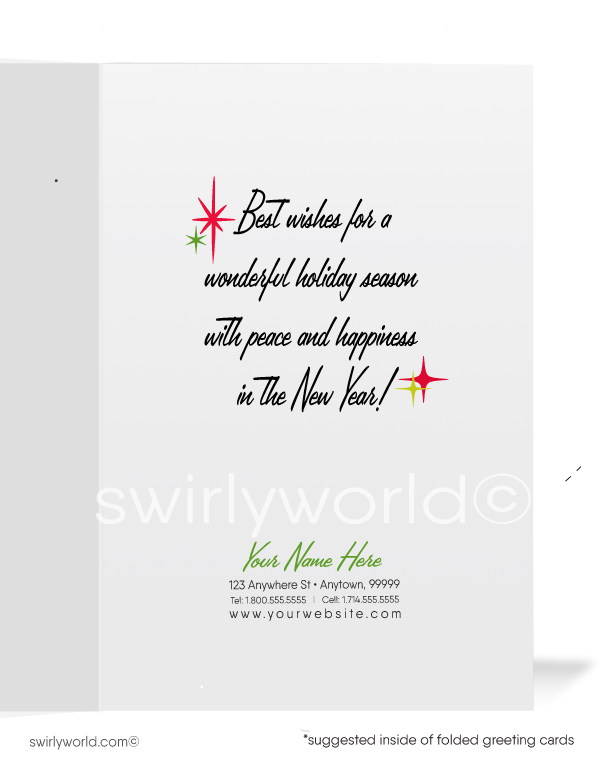 Vintage Art Deco Victorian style retro ice skaters Merry Christmas printed holiday cards.