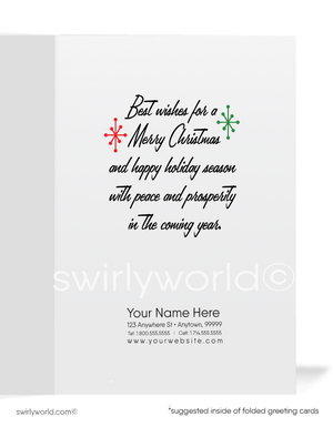 Vintage Mid-Century Christmas Card - Kitschy Puppy with Stocking in Retro Holiday Style