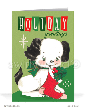 1950's style mid-century modern vintage Merry Christmas holiday cards.