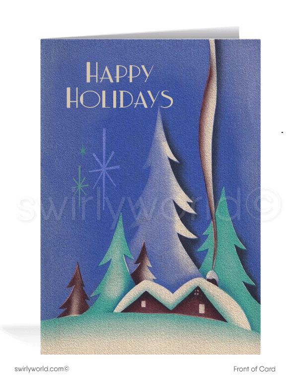 1930s Art Deco Mid-Century Style Vintage Christmas Holiday Christmas Cards