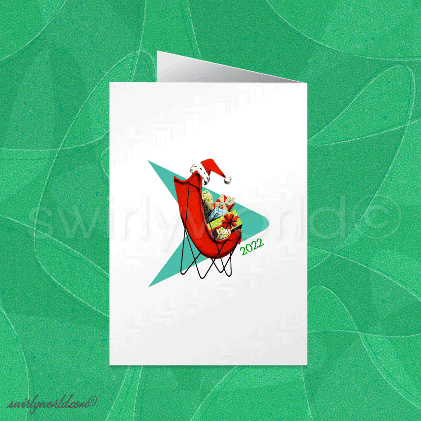 Vintage Christmas Card - Atomic Era Scandinavian Ornaments, Mid-Century Modern 1950s Retro Holiday Greeting