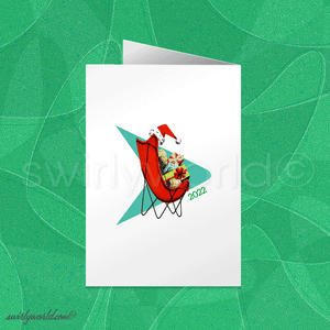 Vintage Christmas Card - Atomic Era Scandinavian Ornaments, Mid-Century Modern 1950s Retro Holiday Greeting