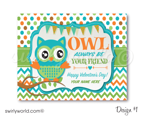 Gender Neutral Cute "Owl Be Your Friend" Valentine's Day Cards Digital Download