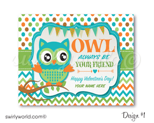 Gender Neutral Cute "Owl Be Your Friend" Valentine's Day Cards Digital Download