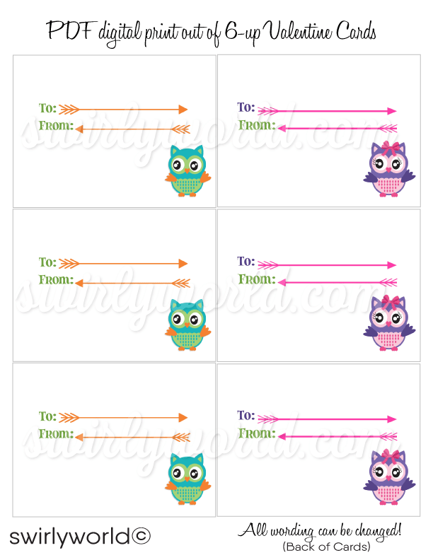 Gender Neutral Cute "Owl Be Your Friend" Valentine's Day Cards Digital Download