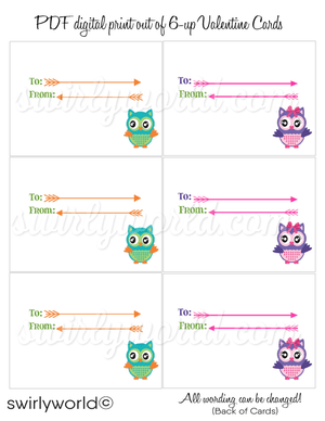 Gender Neutral Cute "Owl Be Your Friend" Valentine's Day Cards Digital Download