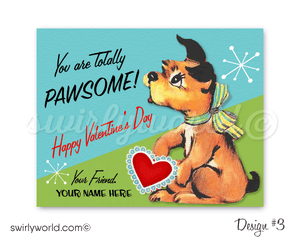 Fall in LOVE with these adorable 1950s vintage style puppy Dog Valentine's Day card digital download designs! 