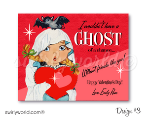 Printage digital 1950s retro vintage Valentine's day cards for girls. Retro Vintage 1950s Mid-Century Valentine's Day Card Digital Printable Downloads