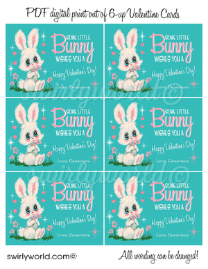 Vintage Kittens Bunny Kitschy 1960s Retro Valentine's Day Images for Digital Download