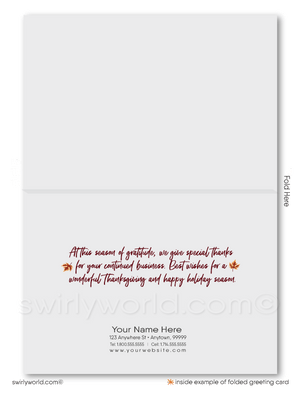 Whimsical Thanksgiving Greeting Card with Vibrant Autumn Tree and Leaves