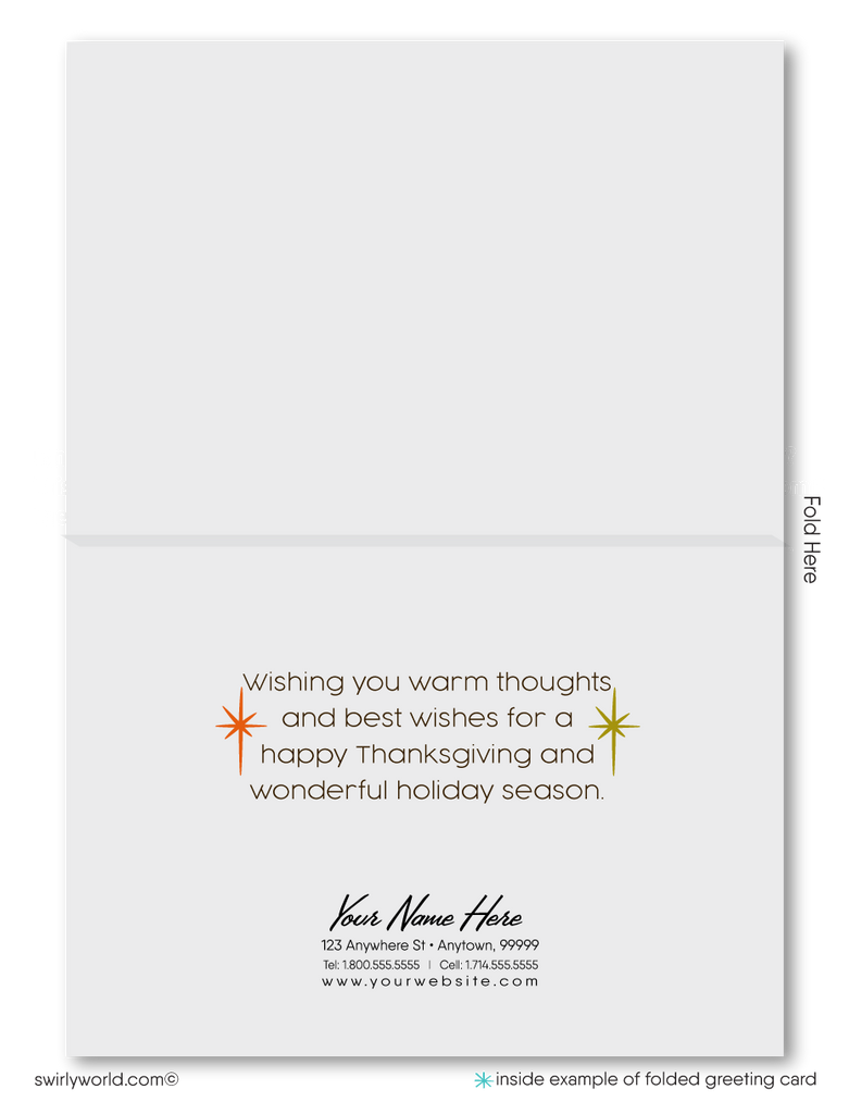 DIGITAL Atomic Retro Mid-Century Modern 1960s Happy Thanksgiving Cards