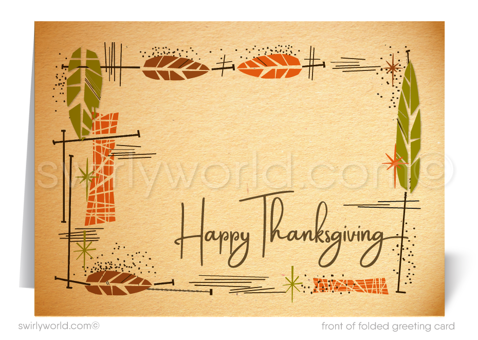 Atomic Retro Mid-Century Modern 1960s Happy Thanksgiving Cards