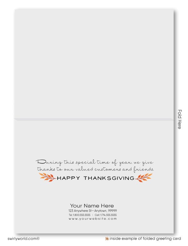 Celebrate Thanksgiving with Swirly World’s Retro Modern card, inspired by 1960s design. Featuring abstract autumn leaves in vibrant fall colors, this unique card blends nostalgia with the Thanksgiving spirit. Personalize your message and envelopes to create lasting connections this holiday season.