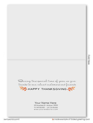 Retro Modern Thanksgiving Card: 1960s-Inspired Design with Abstract Autumn Leaves, Customizable Options