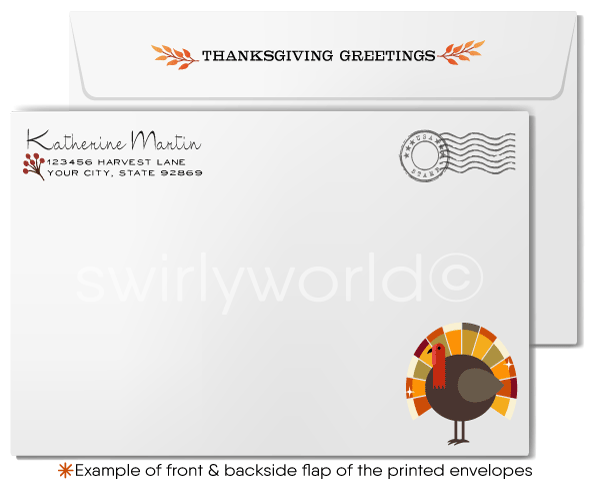 Retro Modern Thanksgiving Card: 1960s-Inspired Design with Abstract Autumn Leaves, Customizable Options