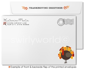 Retro Modern Thanksgiving Card: 1960s-Inspired Design with Abstract Autumn Leaves, Customizable Options
