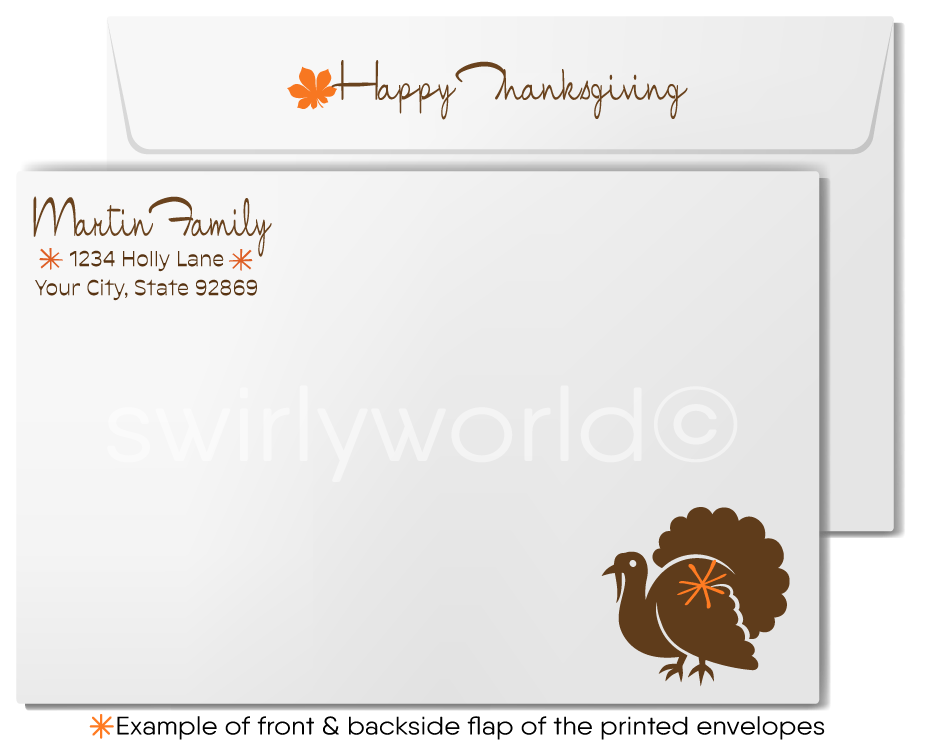 Classic Mid-Century Thanksgiving Card with Retro Design for Businesses