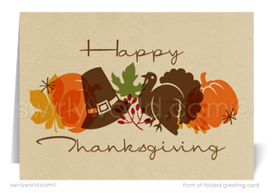  Celebrate gratitude with Swirly World's exquisite Happy Thanksgiving cards, perfect for businesses! Featuring a retro mid-century design and customizable via Corjl, these cards are printed on premium cardstock and available in flat or folded styles. Optional custom envelopes make each message unforgettable.