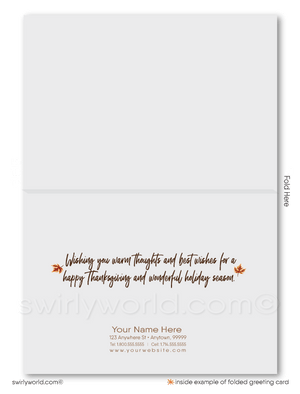 Traditional Watercolor Thanksgiving Greeting Card with Vibrant Fall Trees