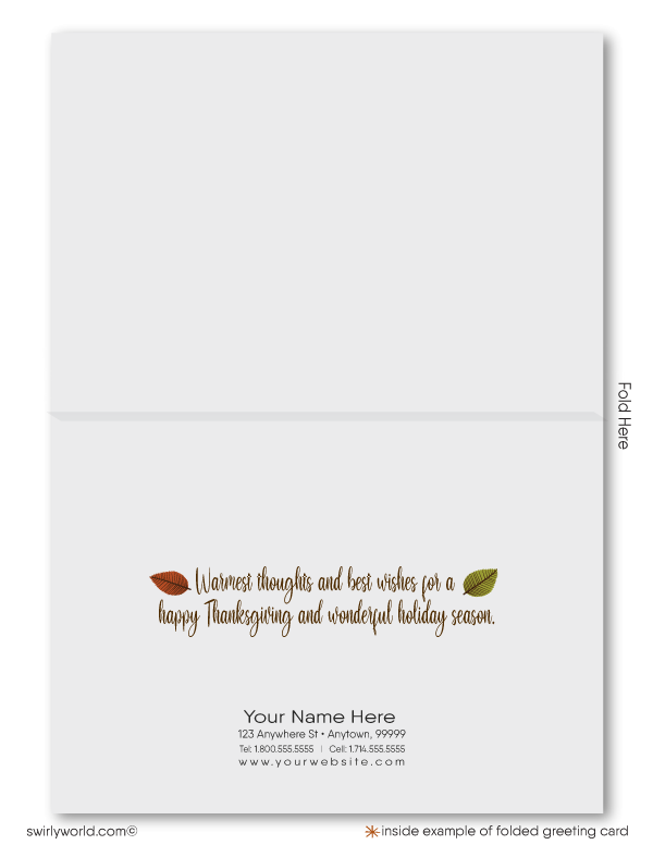 Swirly World Thanksgiving Cards - Show your gratitude this season with our beautifully crafted Happy Thanksgiving cards, perfect for expressing appreciation to valued clients. Featuring customizable messages, vintage mid-century charm, and premium cardstock, these cards make an unforgettable impression.