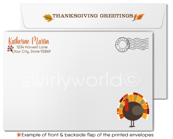 Rustic Modern Fall Autumn Leaves Festive Corporate Business Happy Thanksgiving Cards for Customers.