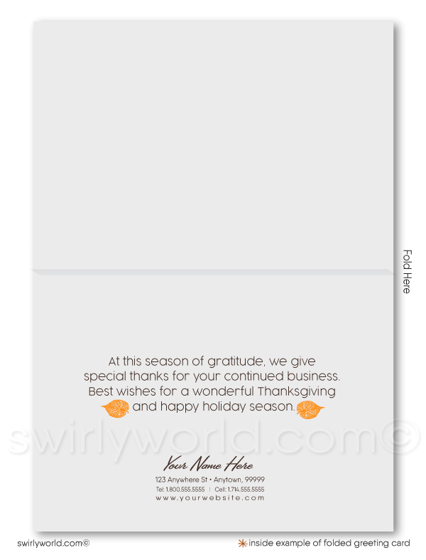 Modern Fall Autumn Leaves Corporate Business Happy Thanksgiving Cards for Customers