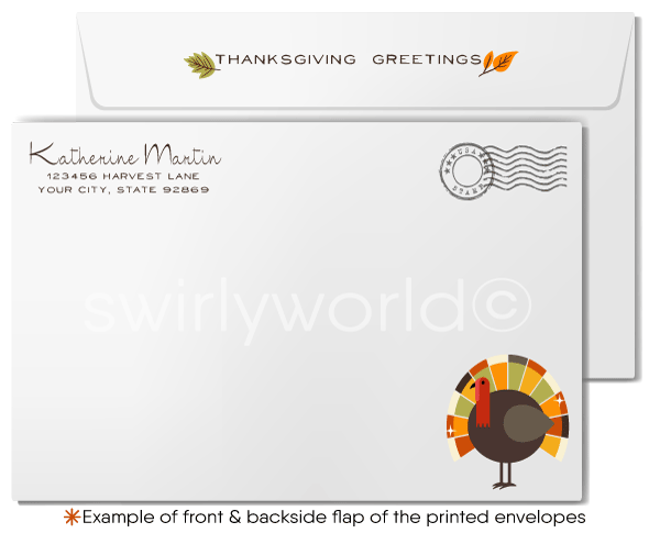 Retro Modern Style Thanksgiving Card: Mid-Century Inspired Design, Personalized Options Available