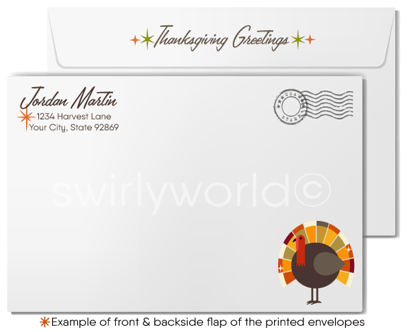 Retro Modern Style Thanksgiving Card Inspired by 1950s-1960s Design
