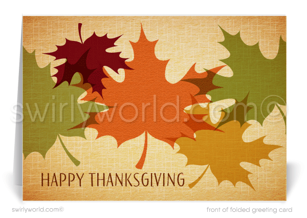 Celebrate Thanksgiving with Swirly World's Retro Modern Style card, inspired by 1950s-1960s design. Printed on premium cardstock, it captures the elegance of mid-century aesthetics. Choose flat or folded cards, with custom imprinted envelopes available for a personalized, timeless touch.