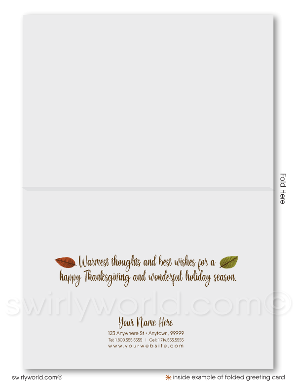 Traditional Watercolor Cornucopia Professional Happy Thanksgiving Cards for Customers