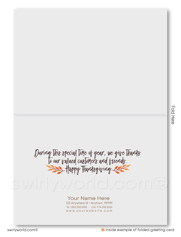 Retro Modern Leaves Professional Company Business Happy Thanksgiving Greeting Cards
